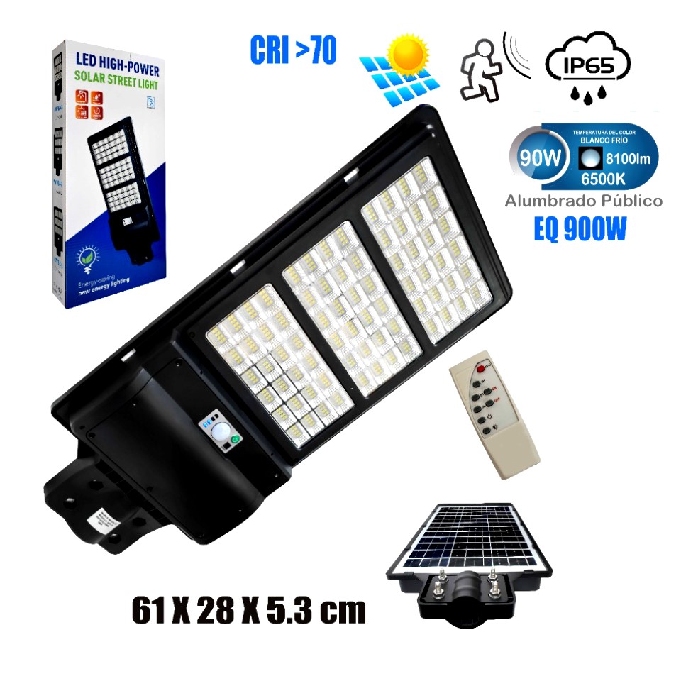 ALUMBRADO PÚBLICO SUBURBANO 100% SOLAR 90W (EQ 900W)