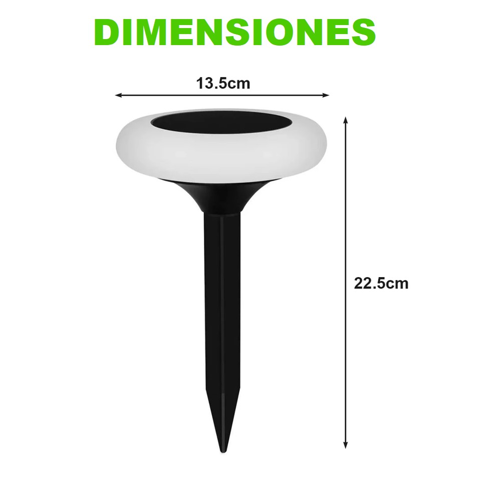 KIT 3 LUMINARIAS PARA JARDIN LUZ BLANCA/MULTICOLOR 10W - 100% SOLAR - Imagen 4