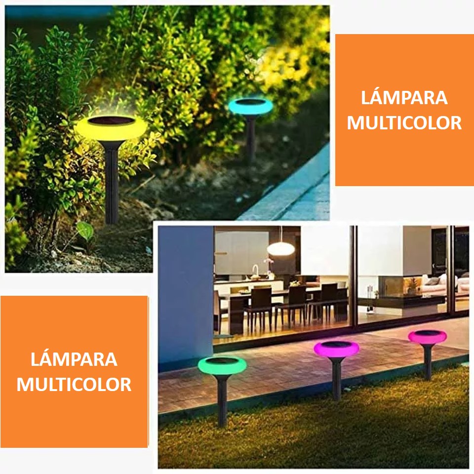KIT 3 LUMINARIAS PARA JARDIN LUZ BLANCA/MULTICOLOR 10W - 100% SOLAR - Imagen 2