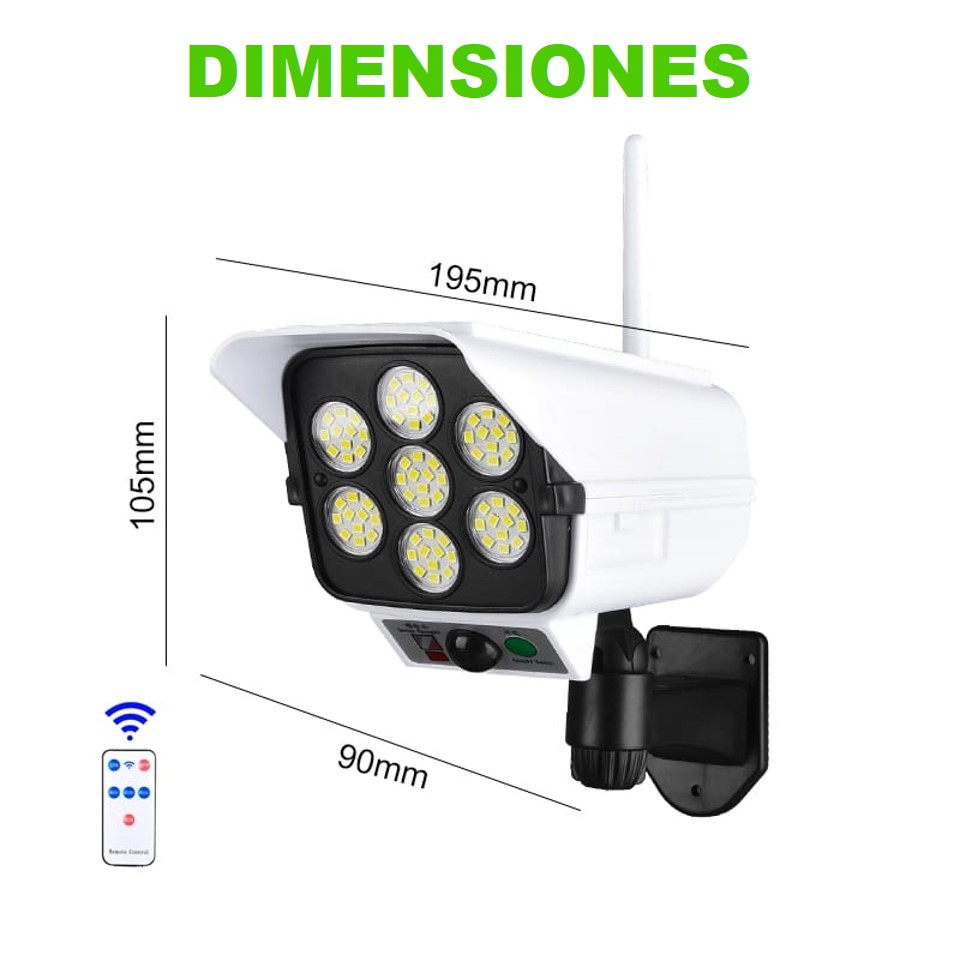 KIT 2 LÁMPARAS FORMA DE CÁMARA DE VIGILANCIA 180W - CONTROL REMOTO - 100% SOLAR - Imagen 2