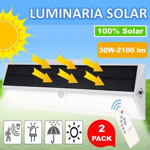 KIT 2 LÁMPARAS 30W (EQ 300W) - CONTROL REMOTO - 100% SOLAR