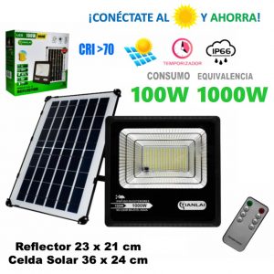 REFLECTOR 100% SOLAR CONTROL REMOTO 100W (Ilumina 1000w)