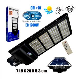 ALUMBRADO PÚBLICO SUBURBANO 100% SOLAR 120W (EQ 1200W)