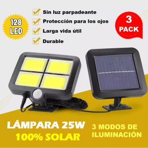 KIT 3 LÁMPARAS 25W - PANEL SEPARADO 100% SOLAR