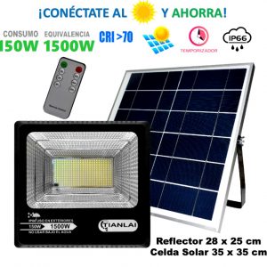 REFLECTOR 100% SOLAR CONTROL REMOTO 150W (Ilumina 1500w)