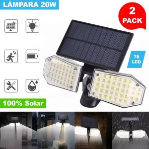 KIT 2 LUMINARIAS 78 LED – 100% SOLAR 20W