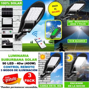 KIT 3 LUMINARIAS SUBURBANAS + CONTROL REMOTO