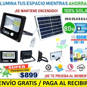 REFLECTOR 100% SOLAR CONTROL REMOTO 80W (Ilumina 800w)