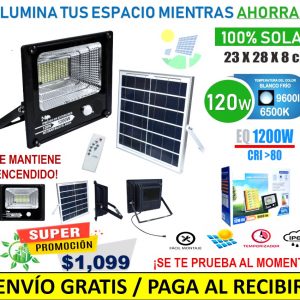 REFLECTOR 100% SOLAR CONTROL REMOTO 120W (Ilumina 1200w)