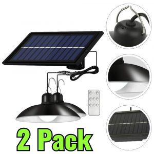 KIT 2 PARES LÁMPARAS LED COLGANTES  – 100% SOLAR  CONTROL REMOTO - CABLE 3 M LARGO - INTERIOR/EXTERIOR