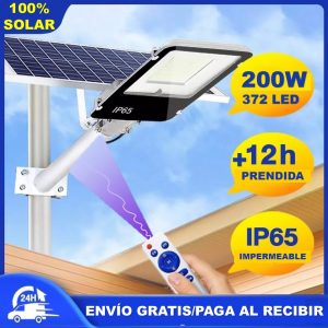 UMINARIA ALUMBRADO PÚBLICO 200W (EQ 2000W) – 100% SOLAR + CONTROL REMOTO