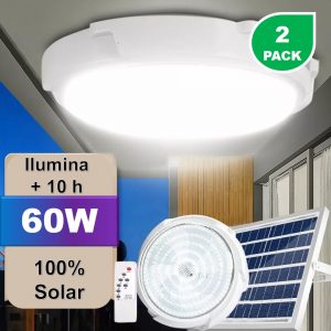 KIT 2LÁMPARAS INT/EXT 60W C/PANEL - 100% SOLAR  + CONTROL REMOTO
